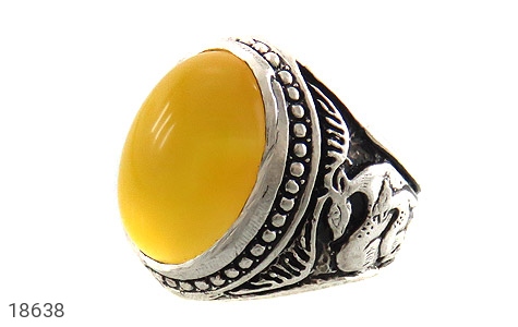 انگشتر نقره عقیق زرد طرح گوزن درشت مردانه [شرف الشمس] - 18638